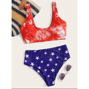 Tie Dye Star Print Bikini Swimsuit Size Medium